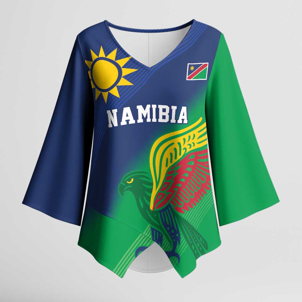 Namibia Rugby Custom Kimono Sleeve Blouse Welwitschias African Fish Eagle - Wonder Print Shop