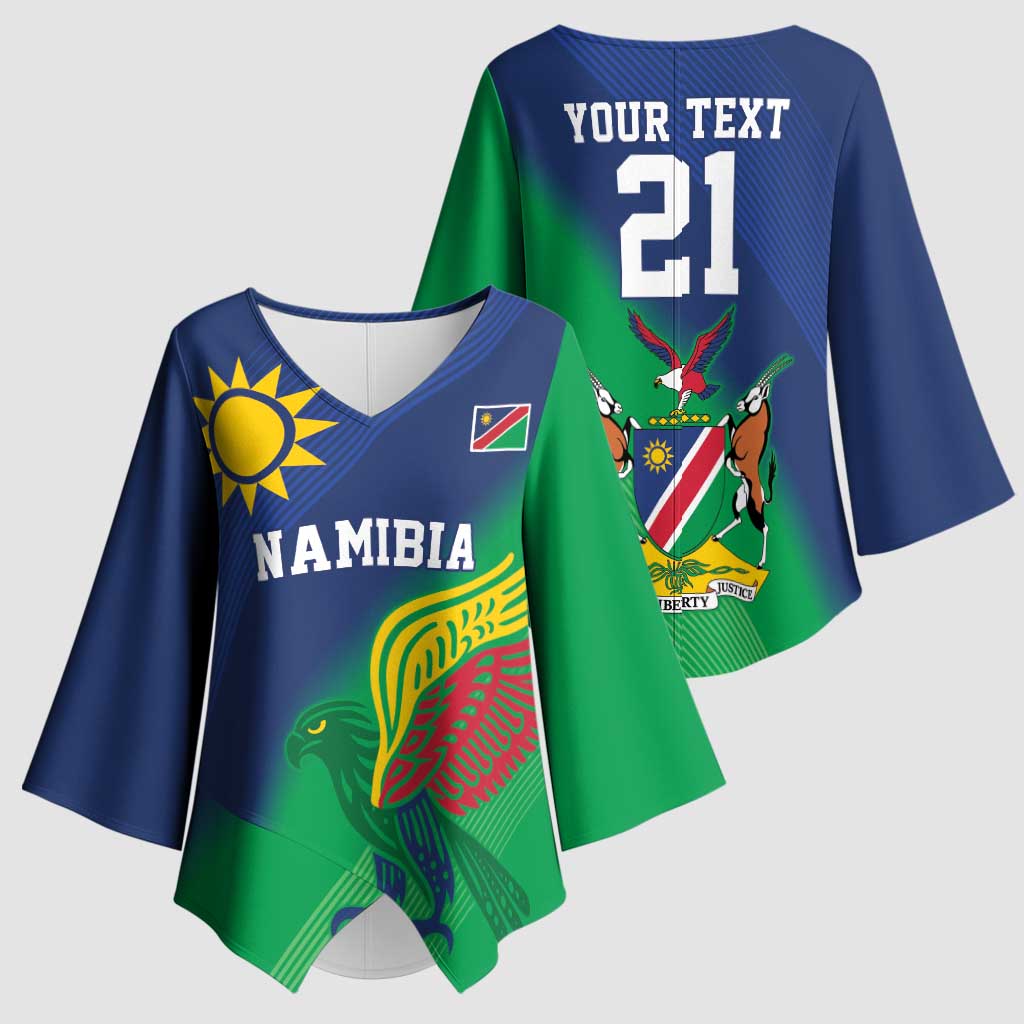 Namibia Rugby Custom Kimono Sleeve Blouse Welwitschias African Fish Eagle - Wonder Print Shop