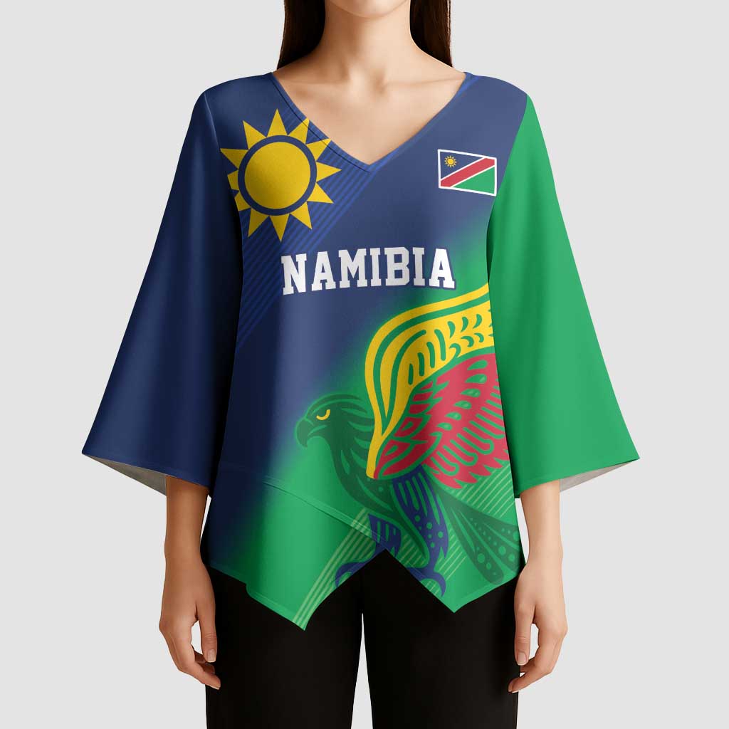Namibia Rugby Custom Kimono Sleeve Blouse Welwitschias African Fish Eagle - Wonder Print Shop