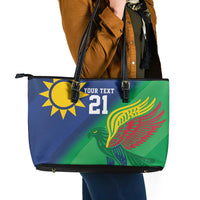 Namibia Rugby Custom Leather Tote Bag Welwitschias African Fish Eagle - Wonder Print Shop