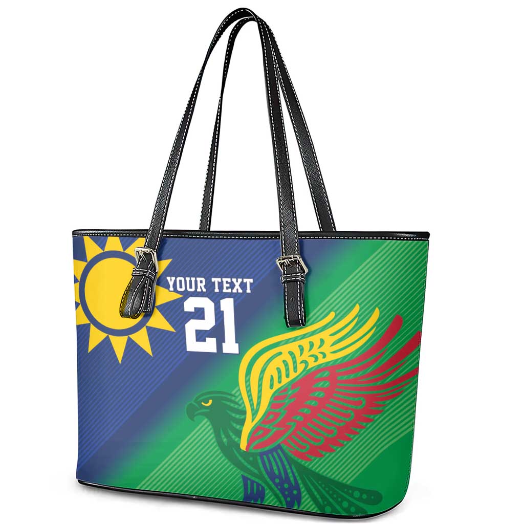 Namibia Rugby Custom Leather Tote Bag Welwitschias African Fish Eagle - Wonder Print Shop
