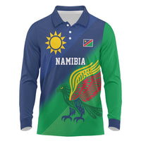 Namibia Rugby Custom Long Sleeve Polo Shirt Welwitschias African Fish Eagle - Wonder Print Shop