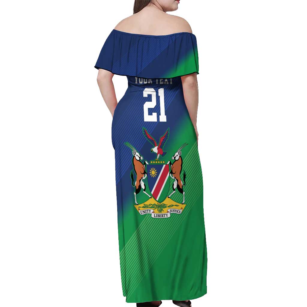 Namibia Rugby Custom Off Shoulder Maxi Dress Welwitschias African Fish Eagle - Wonder Print Shop