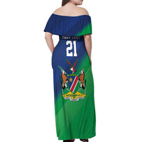 Namibia Rugby Custom Off Shoulder Maxi Dress Welwitschias African Fish Eagle - Wonder Print Shop