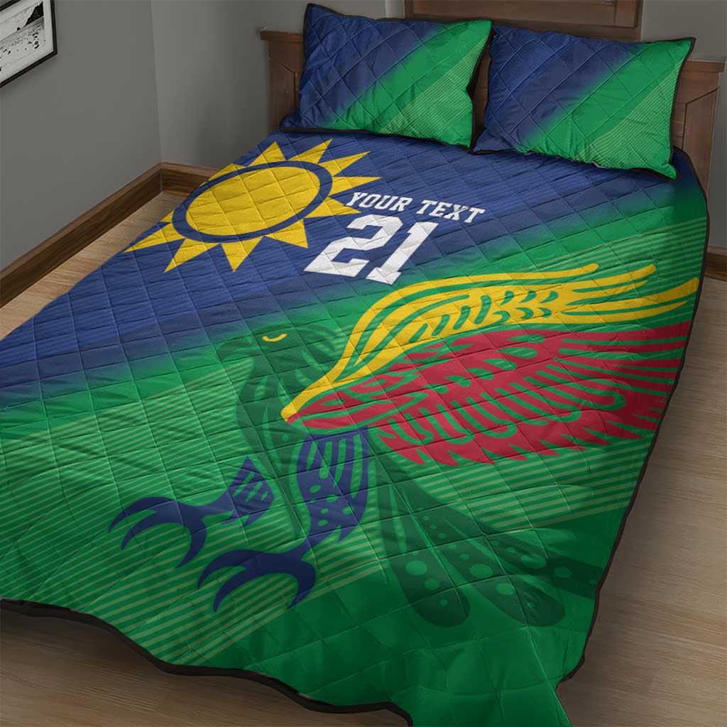 Namibia Rugby Custom Quilt Bed Set Welwitschias African Fish Eagle - Wonder Print Shop