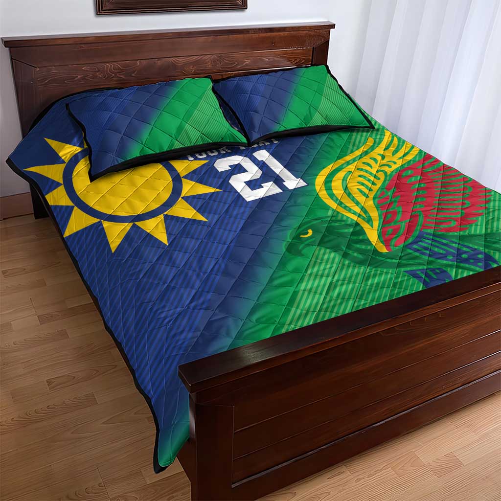 Namibia Rugby Custom Quilt Bed Set Welwitschias African Fish Eagle - Wonder Print Shop