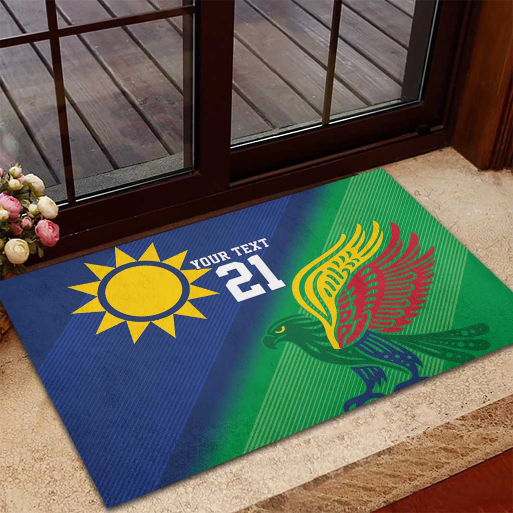 Namibia Rugby Custom Rubber Doormat Welwitschias African Fish Eagle - Wonder Print Shop