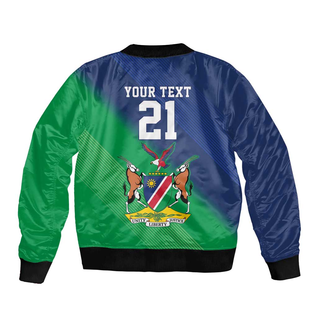 Namibia Rugby Custom Sleeve Zip Bomber Jacket Welwitschias African Fish Eagle - Wonder Print Shop