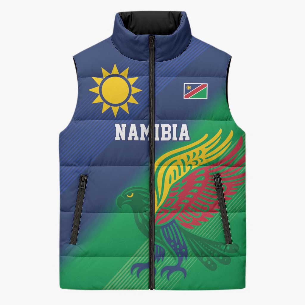 Namibia Rugby Custom Sleeveless Puffer Jacket Welwitschias African Fish Eagle - Wonder Print Shop