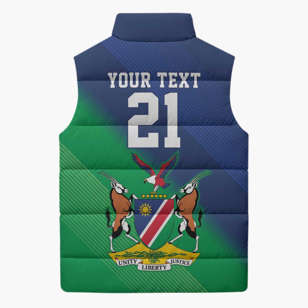 Namibia Rugby Custom Sleeveless Puffer Jacket Welwitschias African Fish Eagle - Wonder Print Shop