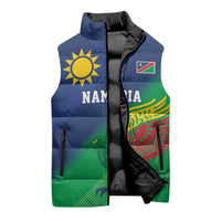 Namibia Rugby Custom Sleeveless Puffer Jacket Welwitschias African Fish Eagle - Wonder Print Shop