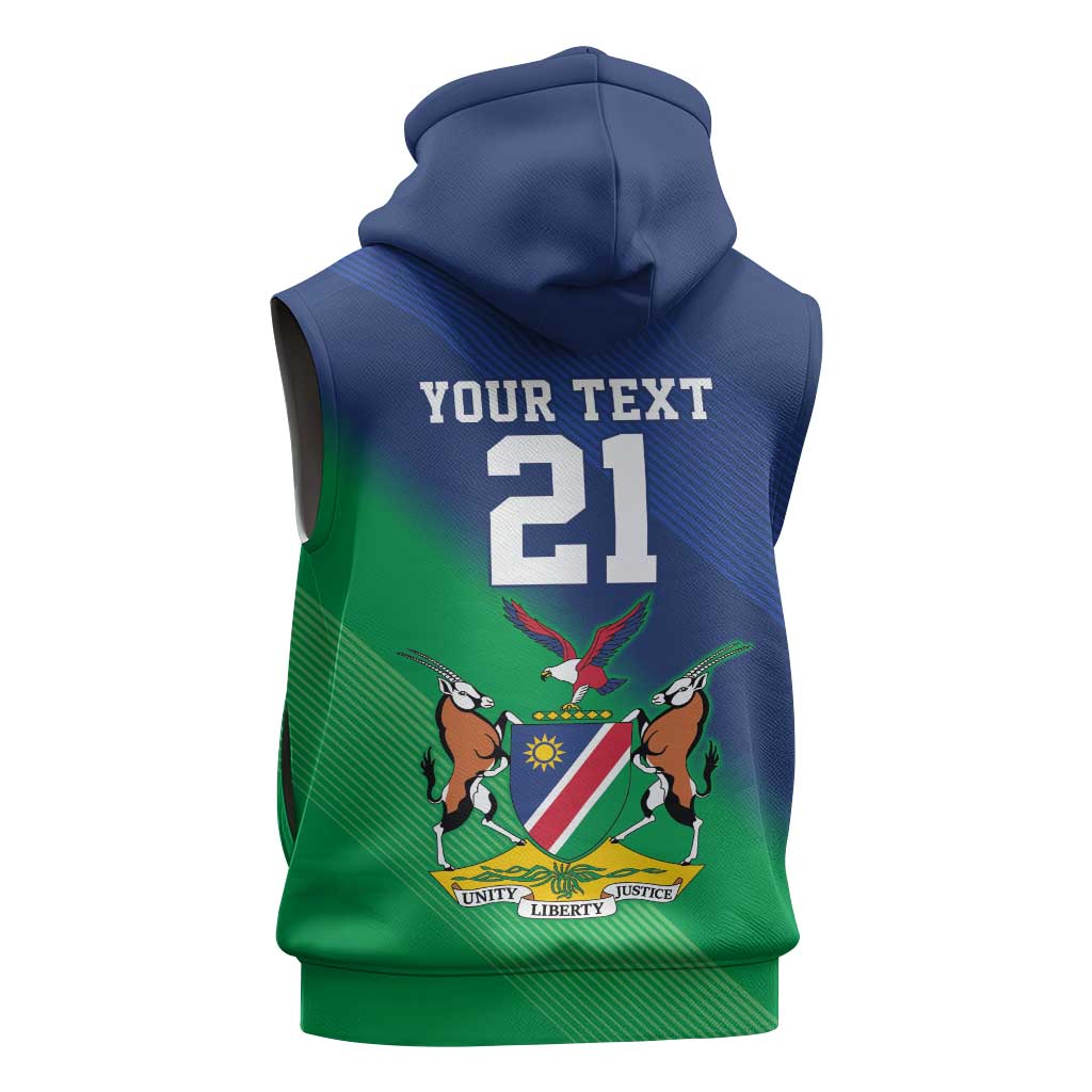 Namibia Rugby Custom Sleeveless Zip Hoodie Welwitschias African Fish Eagle - Wonder Print Shop