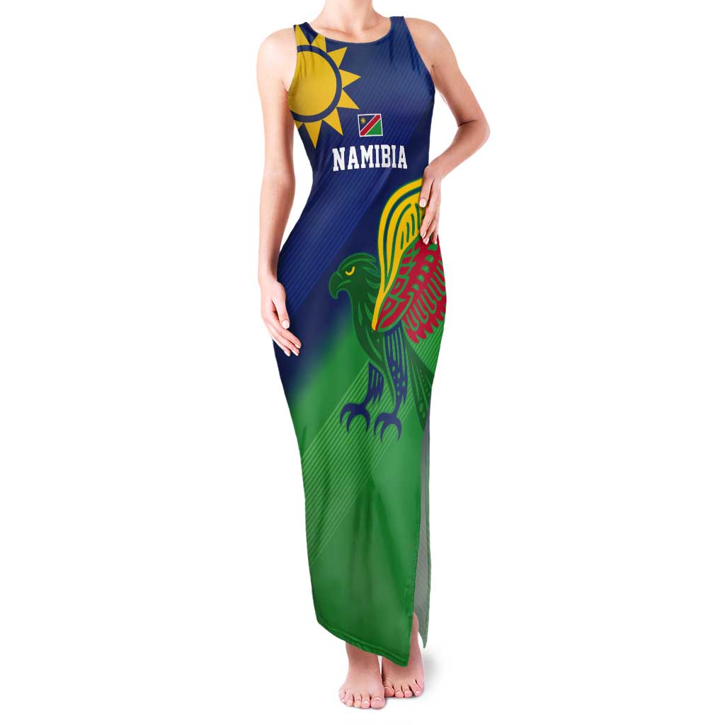 Namibia Rugby Custom Tank Maxi Dress Welwitschias African Fish Eagle - Wonder Print Shop