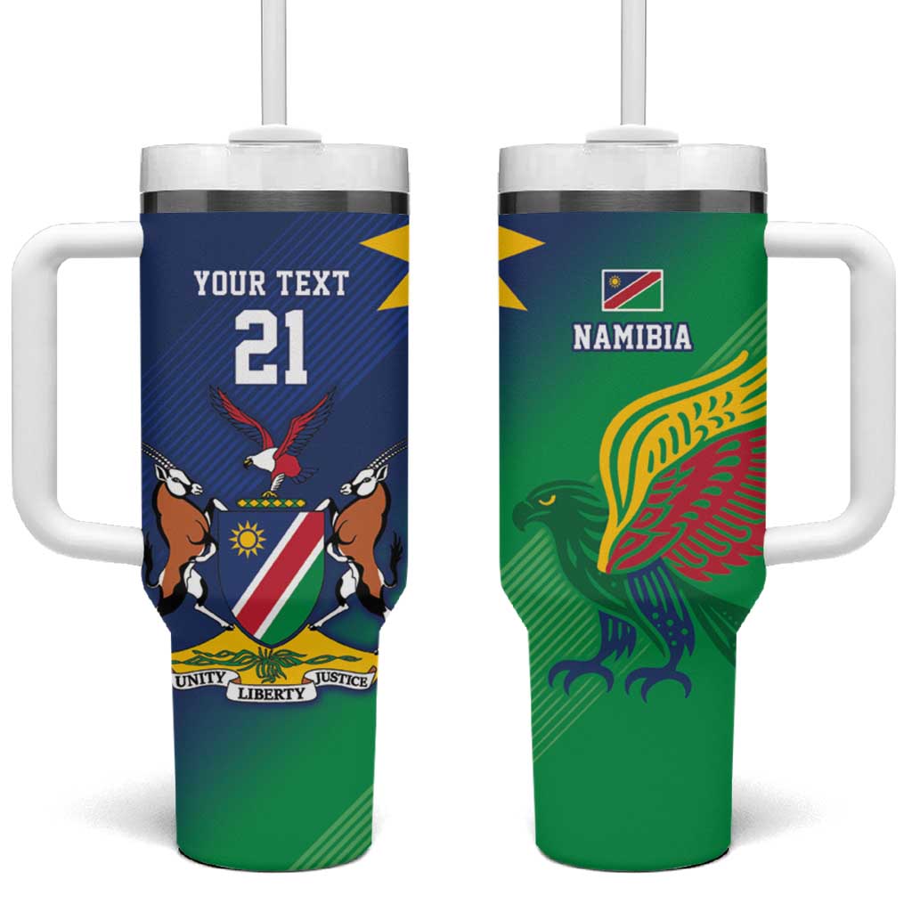 Namibia Rugby Custom Tumbler With Handle Welwitschias African Fish Eagle - Wonder Print Shop
