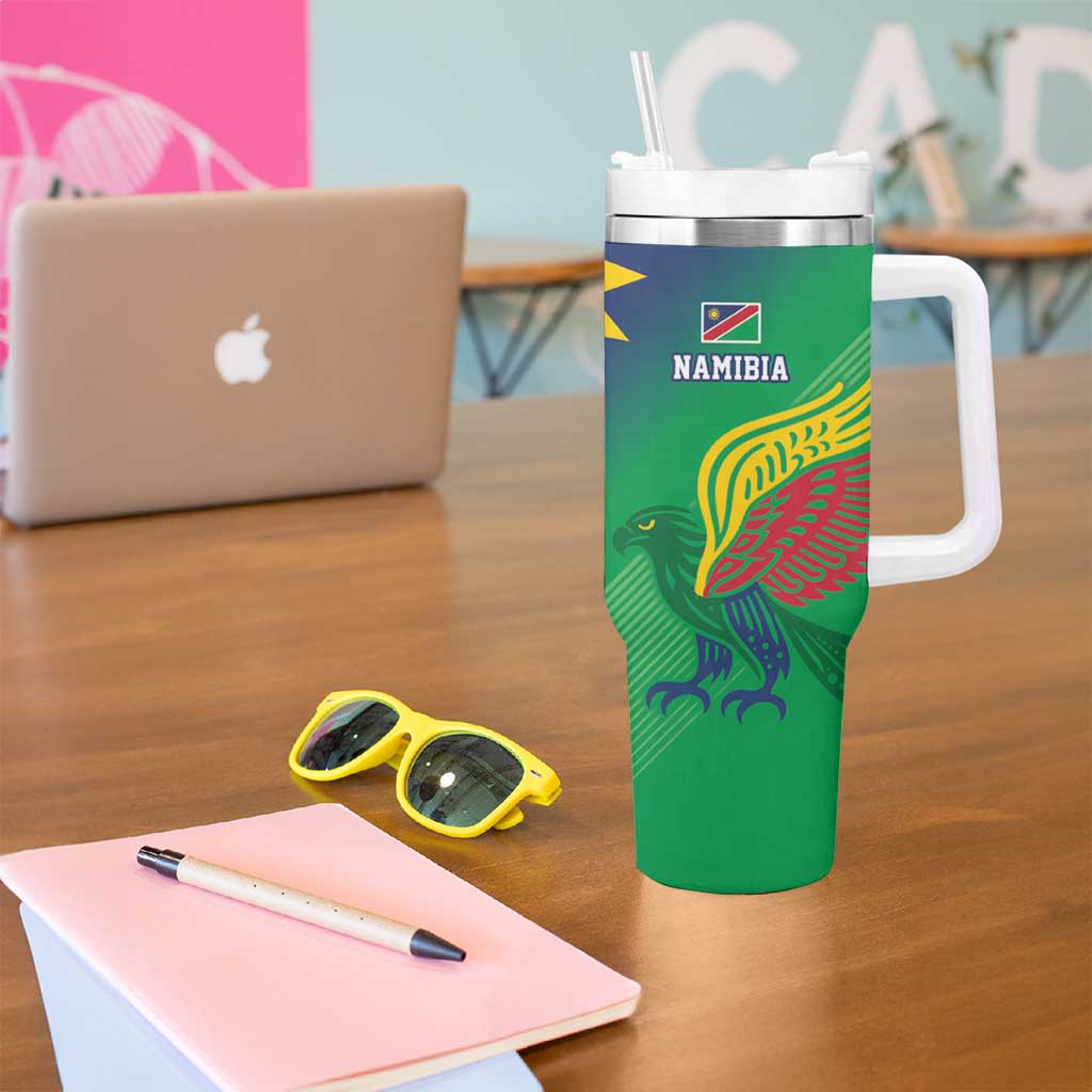 Namibia Rugby Custom Tumbler With Handle Welwitschias African Fish Eagle - Wonder Print Shop