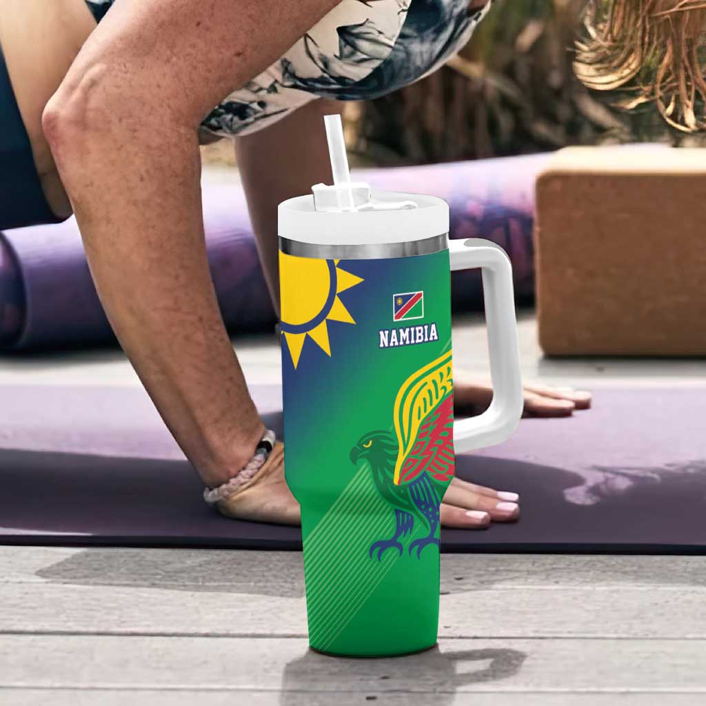 Namibia Rugby Custom Tumbler With Handle Welwitschias African Fish Eagle - Wonder Print Shop