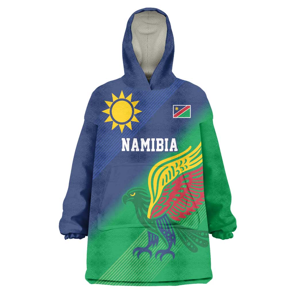 Namibia Rugby Custom Wearable Blanket Hoodie Welwitschias African Fish Eagle - Wonder Print Shop