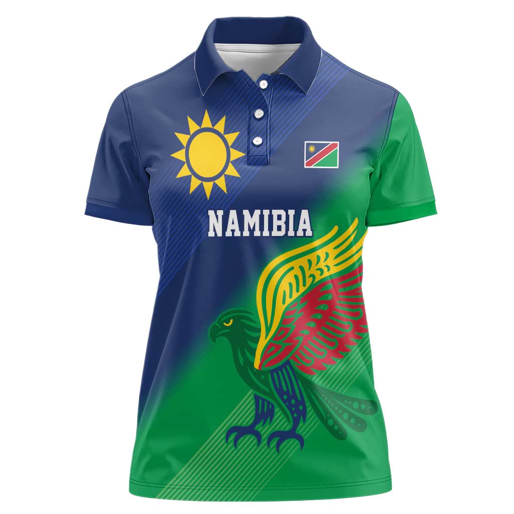 Namibia Rugby Custom Women Polo Shirt Welwitschias African Fish Eagle - Wonder Print Shop