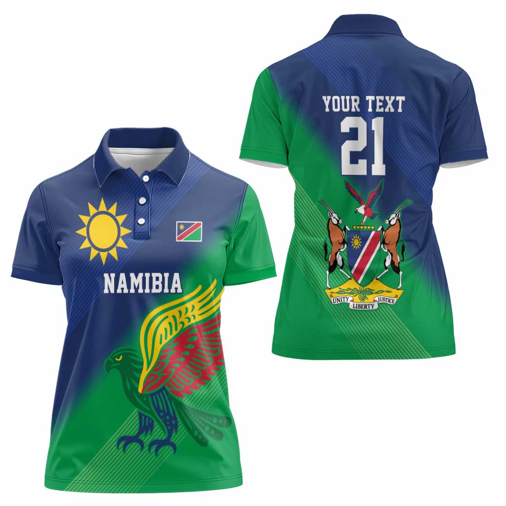 Namibia Rugby Custom Women Polo Shirt Welwitschias African Fish Eagle - Wonder Print Shop