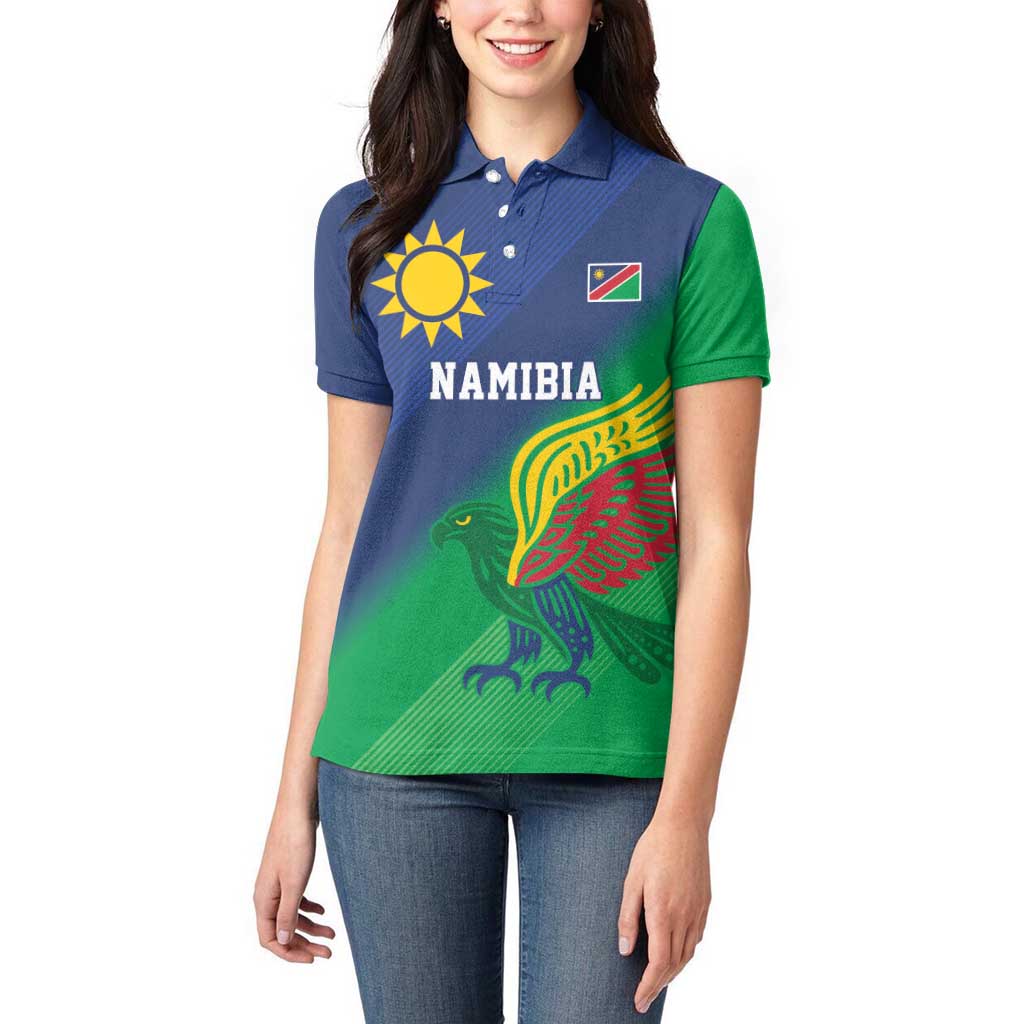 Namibia Rugby Custom Women Polo Shirt Welwitschias African Fish Eagle - Wonder Print Shop
