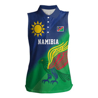 Namibia Rugby Custom Women Sleeveless Polo Shirt Welwitschias African Fish Eagle - Wonder Print Shop
