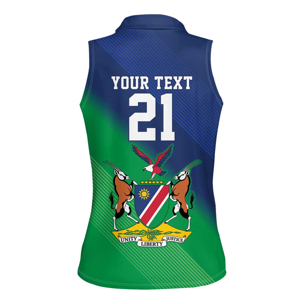 Namibia Rugby Custom Women Sleeveless Polo Shirt Welwitschias African Fish Eagle - Wonder Print Shop