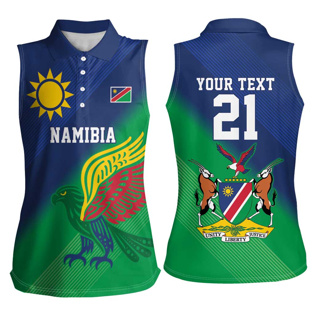 Namibia Rugby Custom Women Sleeveless Polo Shirt Welwitschias African Fish Eagle - Wonder Print Shop