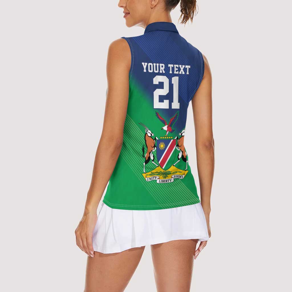 Namibia Rugby Custom Women Sleeveless Polo Shirt Welwitschias African Fish Eagle - Wonder Print Shop