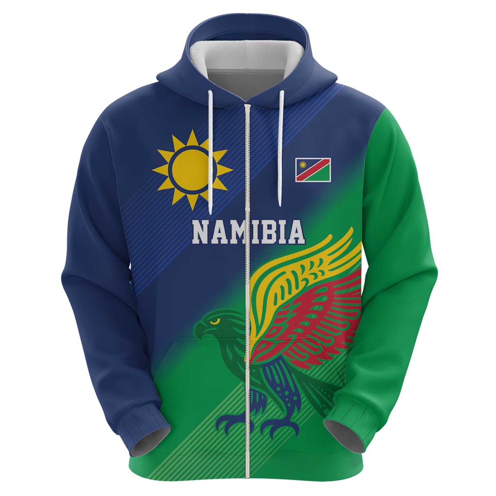 Namibia Rugby Custom Zip Hoodie Welwitschias African Fish Eagle - Wonder Print Shop