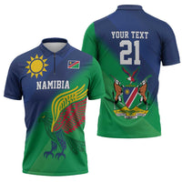 Namibia Rugby Custom Zipper Polo Shirt Welwitschias African Fish Eagle - Wonder Print Shop