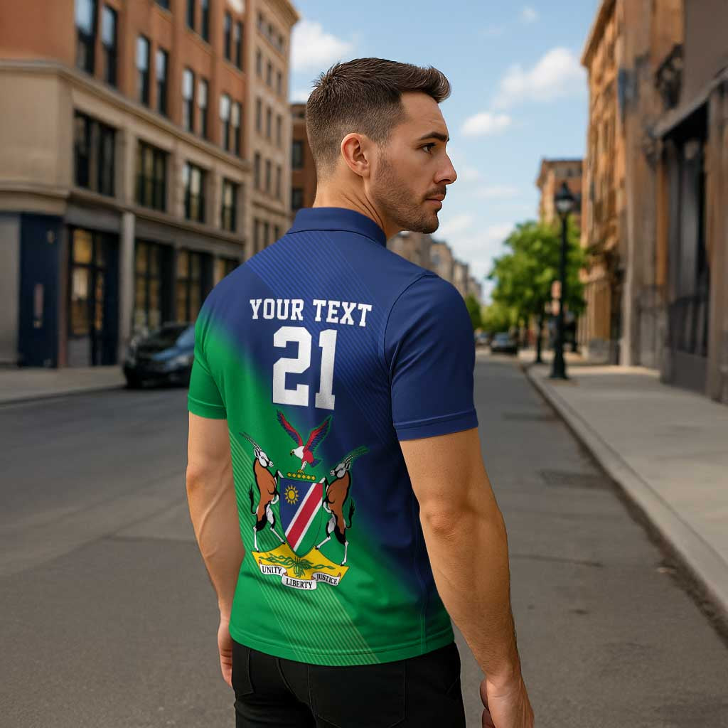 Namibia Rugby Custom Zipper Polo Shirt Welwitschias African Fish Eagle - Wonder Print Shop