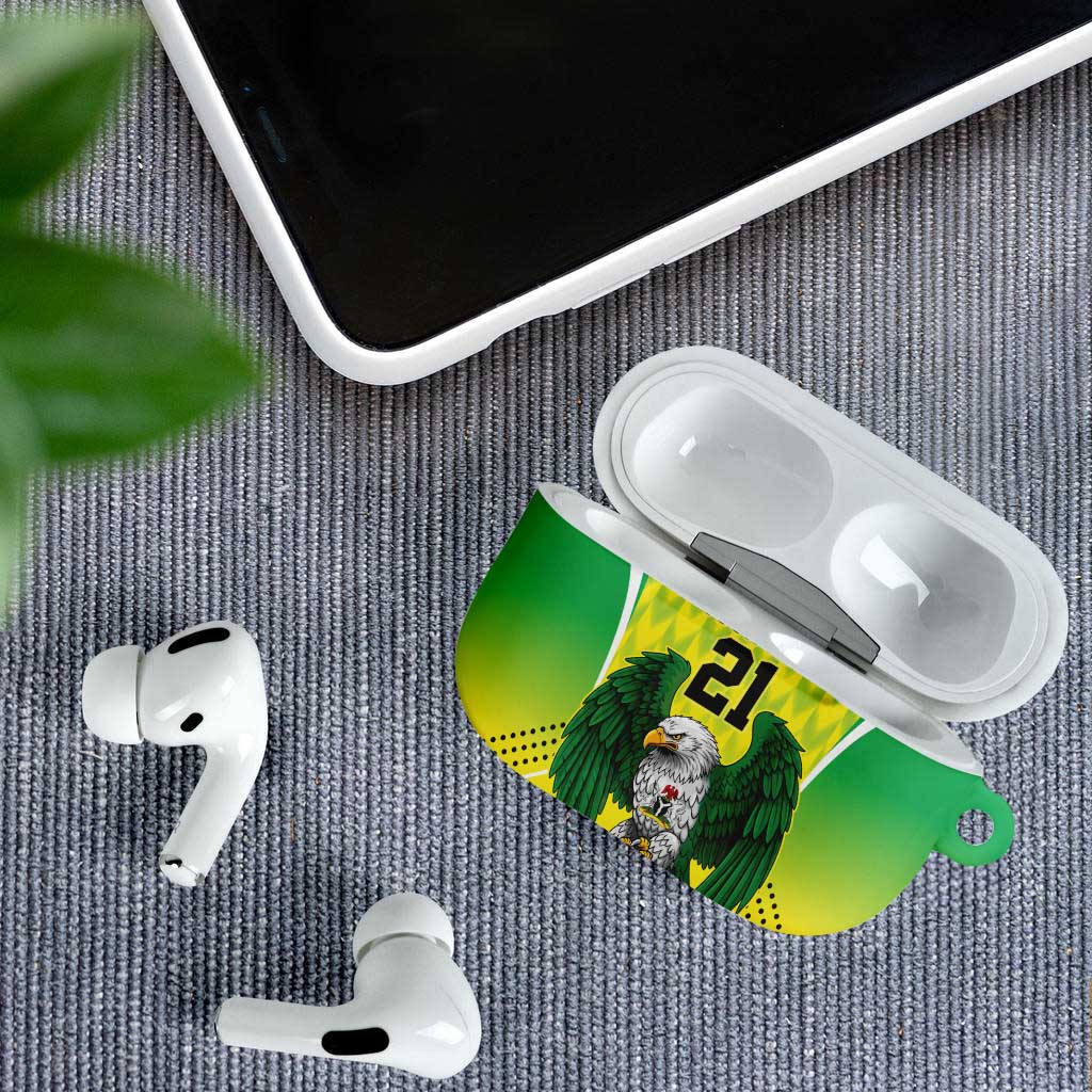 Nigeria Cricket Custom AirPods Case Najeriya Yellow Greens Eagle - Wonder Print Shop