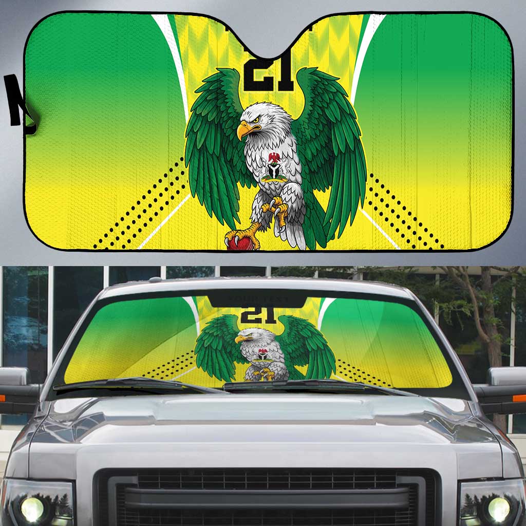 Nigeria Cricket Custom Auto Sun Shade Najeriya Yellow Greens Eagle - Wonder Print Shop