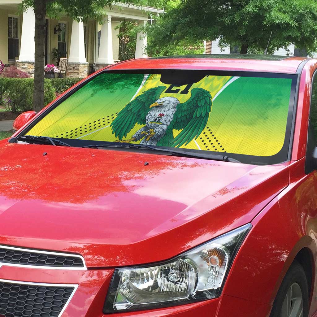 Nigeria Cricket Custom Auto Sun Shade Najeriya Yellow Greens Eagle - Wonder Print Shop
