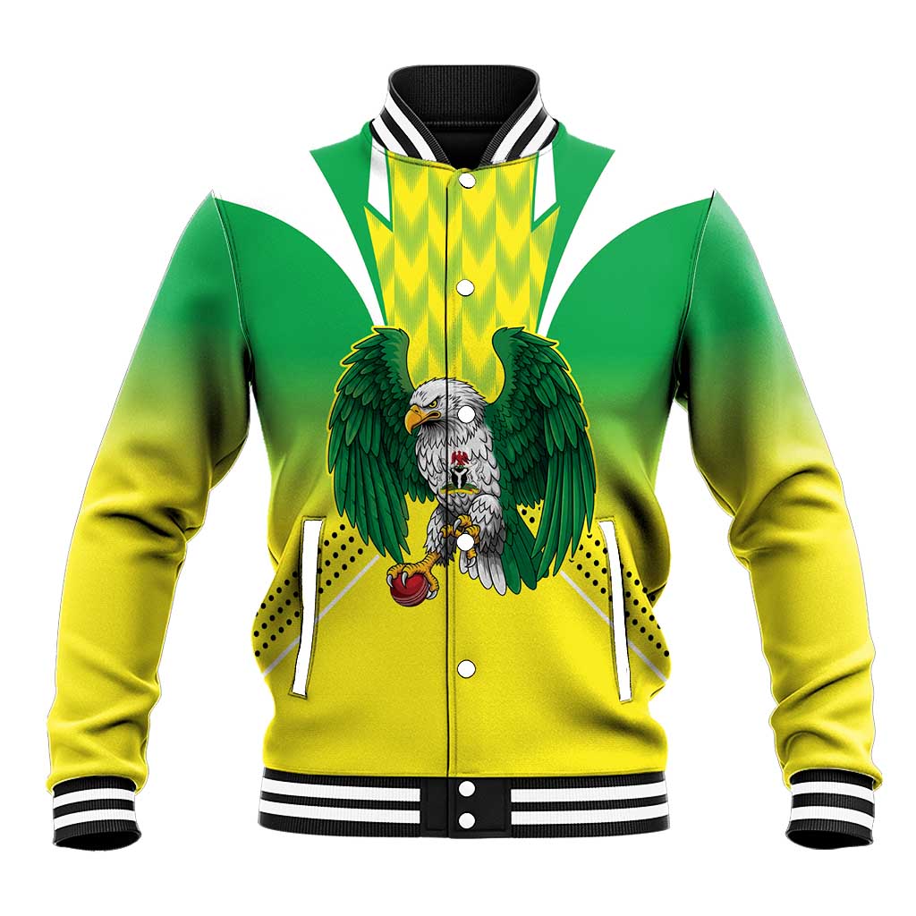 Nigeria Cricket Custom Baseball Jacket Najeriya Yellow Greens Eagle - Wonder Print Shop