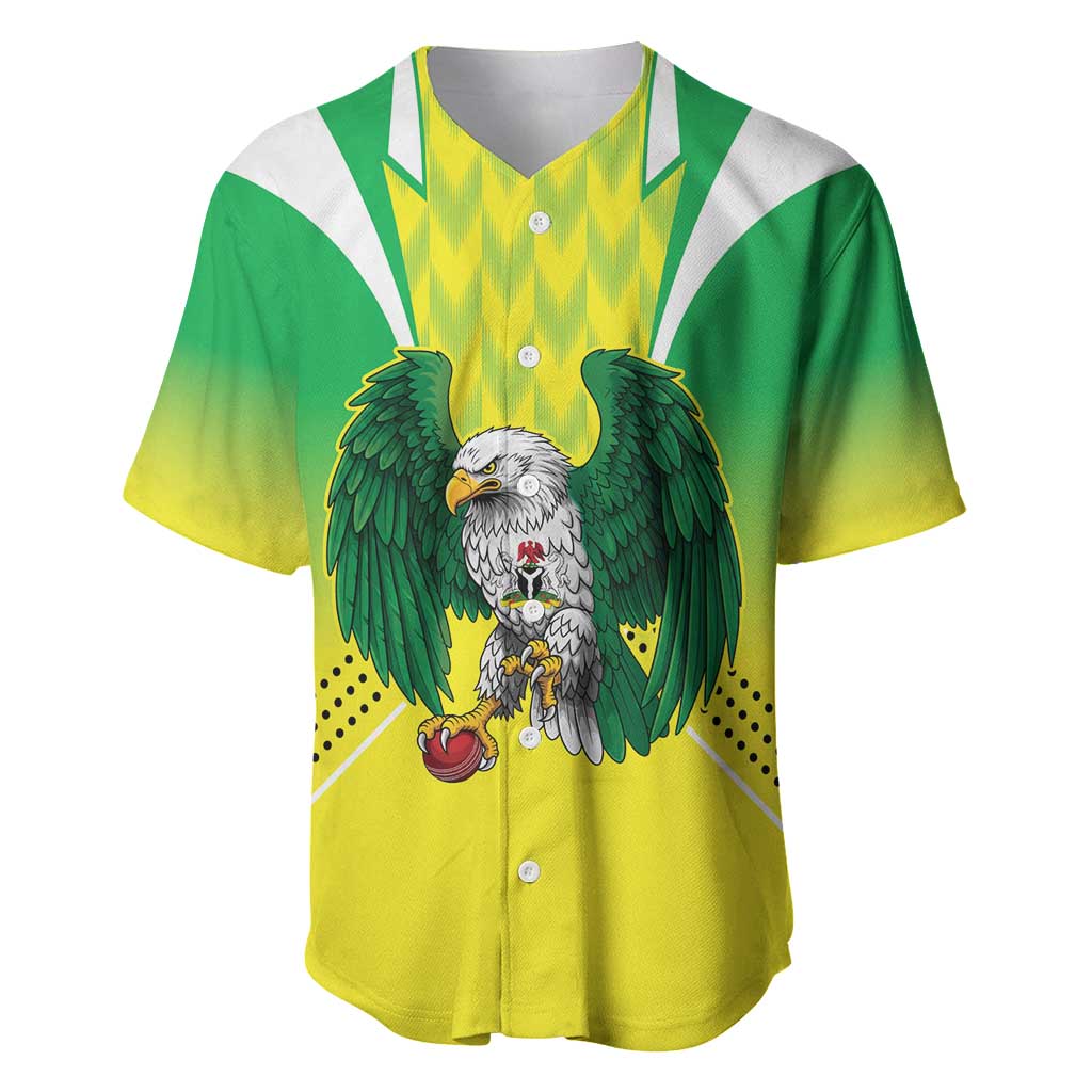 Nigeria Cricket Custom Baseball Jersey Najeriya Yellow Greens Eagle - Wonder Print Shop