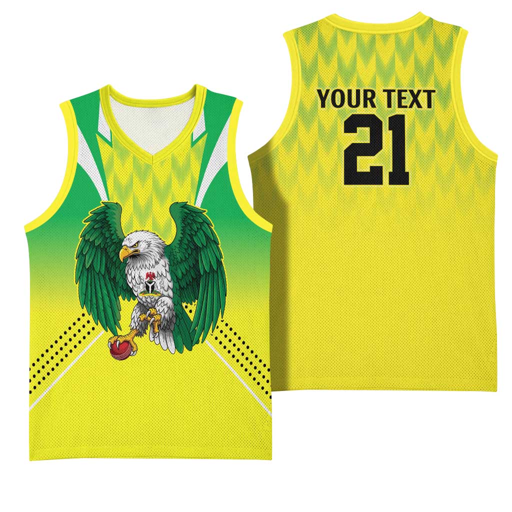 Nigeria Cricket Custom Basketball Jersey Najeriya Yellow Greens Eagle - Wonder Print Shop