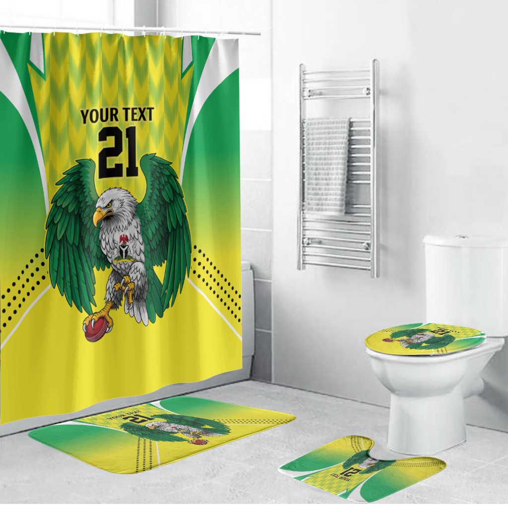 Nigeria Cricket Custom Bathroom Set Najeriya Yellow Greens Eagle - Wonder Print Shop