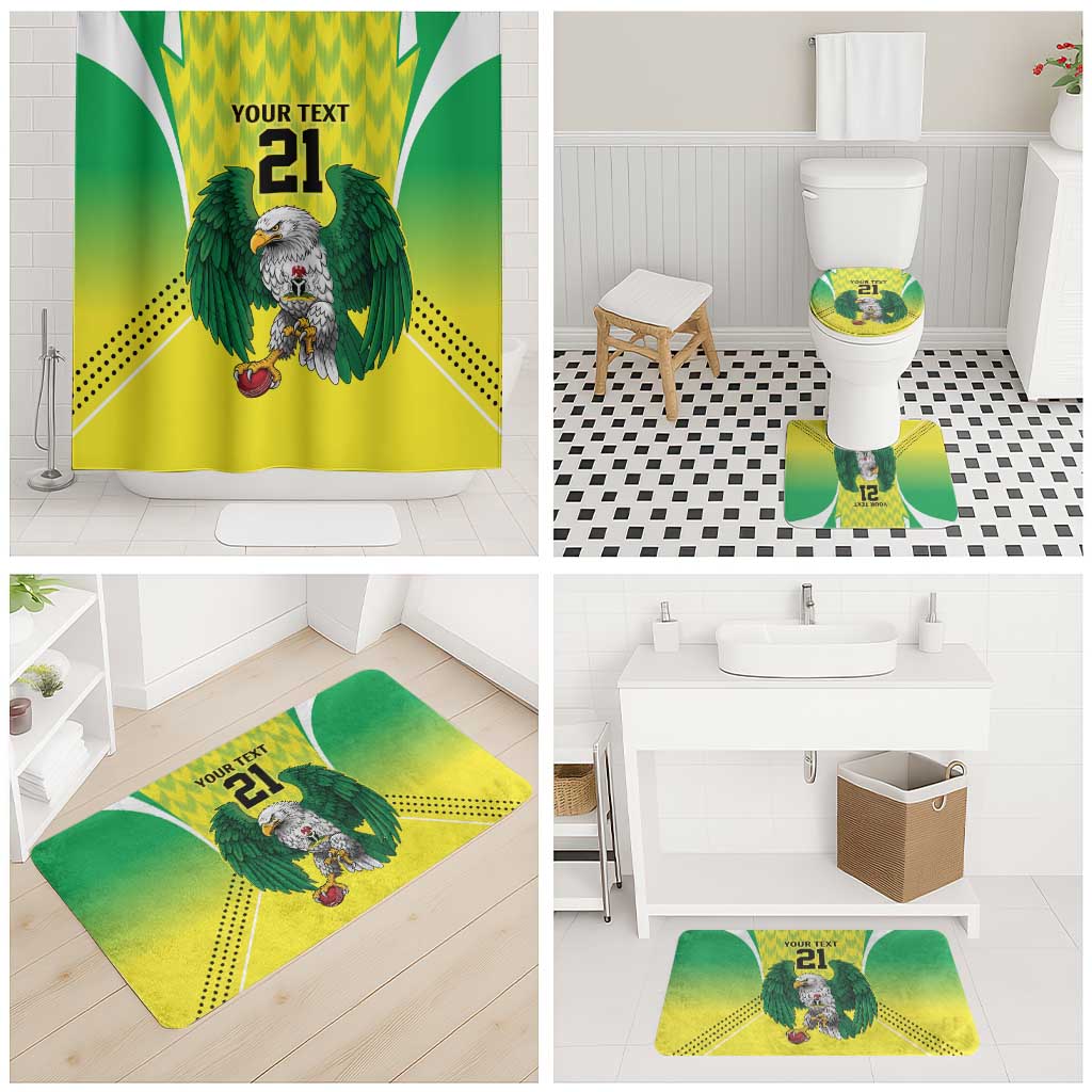 Nigeria Cricket Custom Bathroom Set Najeriya Yellow Greens Eagle - Wonder Print Shop