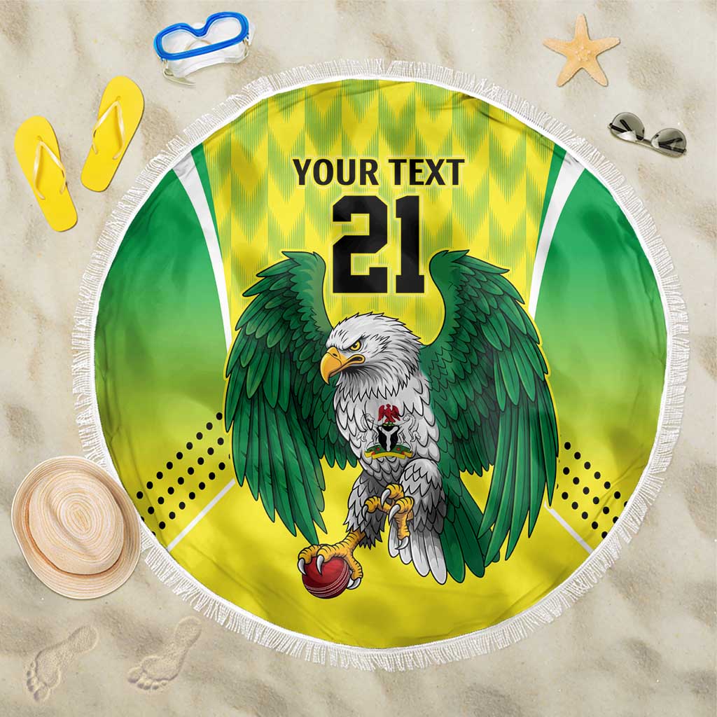 Nigeria Cricket Custom Beach Blanket Najeriya Yellow Greens Eagle - Wonder Print Shop