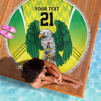 Nigeria Cricket Custom Beach Blanket Najeriya Yellow Greens Eagle - Wonder Print Shop