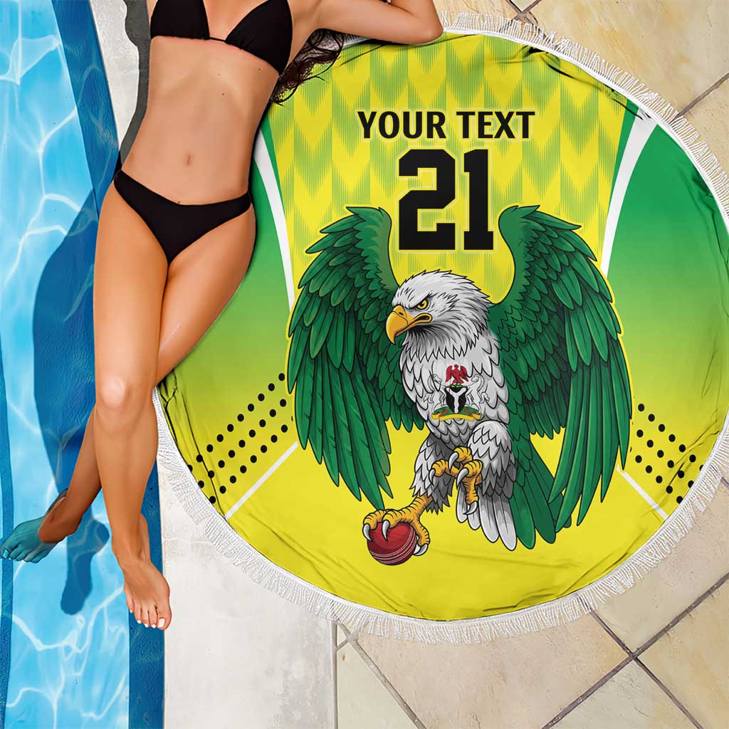 Nigeria Cricket Custom Beach Blanket Najeriya Yellow Greens Eagle - Wonder Print Shop