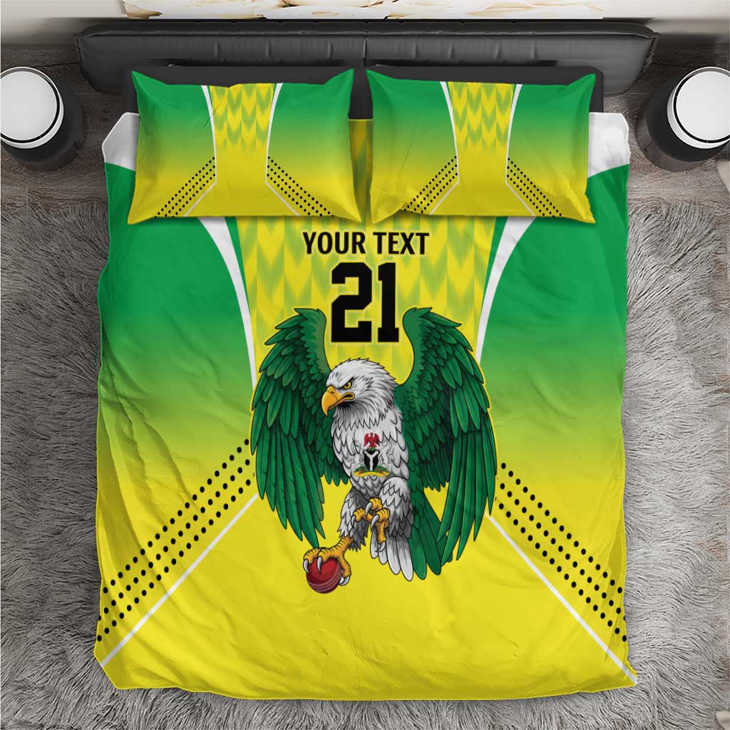 Nigeria Cricket Custom Bedding Set Najeriya Yellow Greens Eagle - Wonder Print Shop