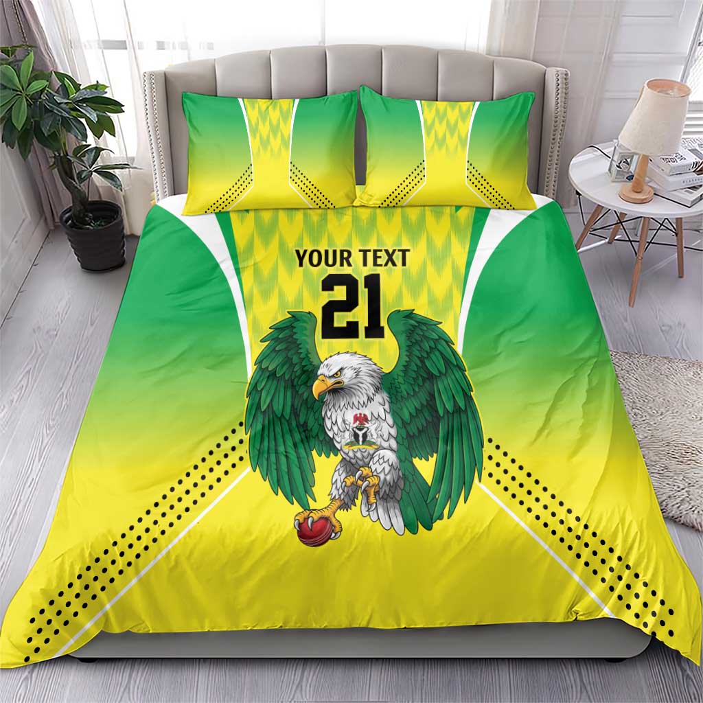 Nigeria Cricket Custom Bedding Set Najeriya Yellow Greens Eagle - Wonder Print Shop