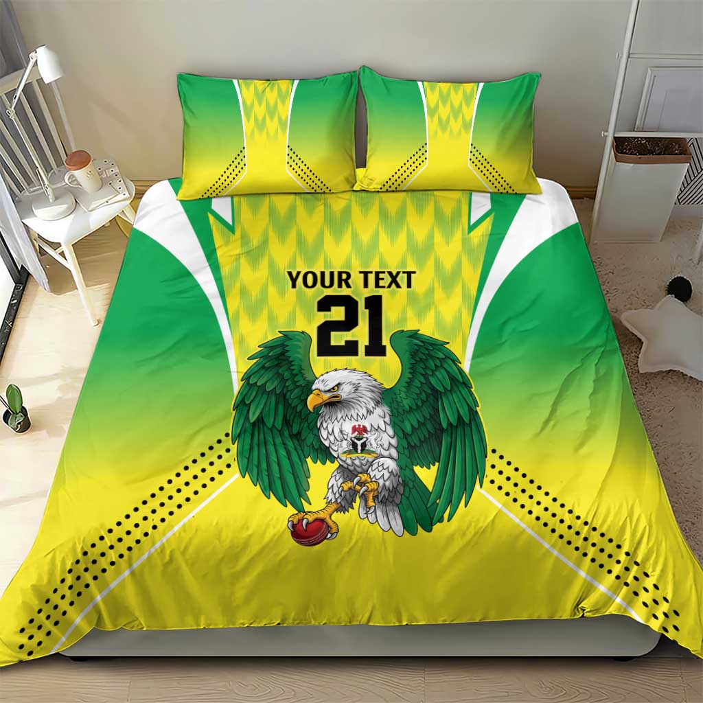 Nigeria Cricket Custom Bedding Set Najeriya Yellow Greens Eagle - Wonder Print Shop
