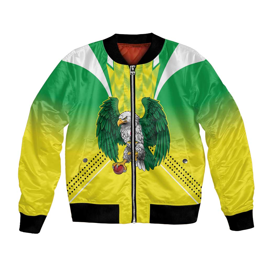 Nigeria Cricket Custom Bomber Jacket Najeriya Yellow Greens Eagle - Wonder Print Shop