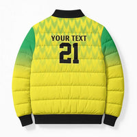 Nigeria Cricket Custom Bomber Puffer Jacket Najeriya Yellow Greens Eagle - Wonder Print Shop