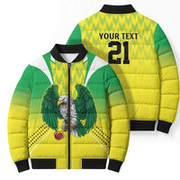 Nigeria Cricket Custom Bomber Puffer Jacket Najeriya Yellow Greens Eagle - Wonder Print Shop