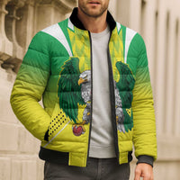 Nigeria Cricket Custom Bomber Puffer Jacket Najeriya Yellow Greens Eagle - Wonder Print Shop