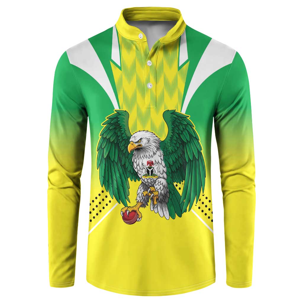 Nigeria Cricket Custom Button Sweatshirt Najeriya Yellow Greens Eagle - Wonder Print Shop